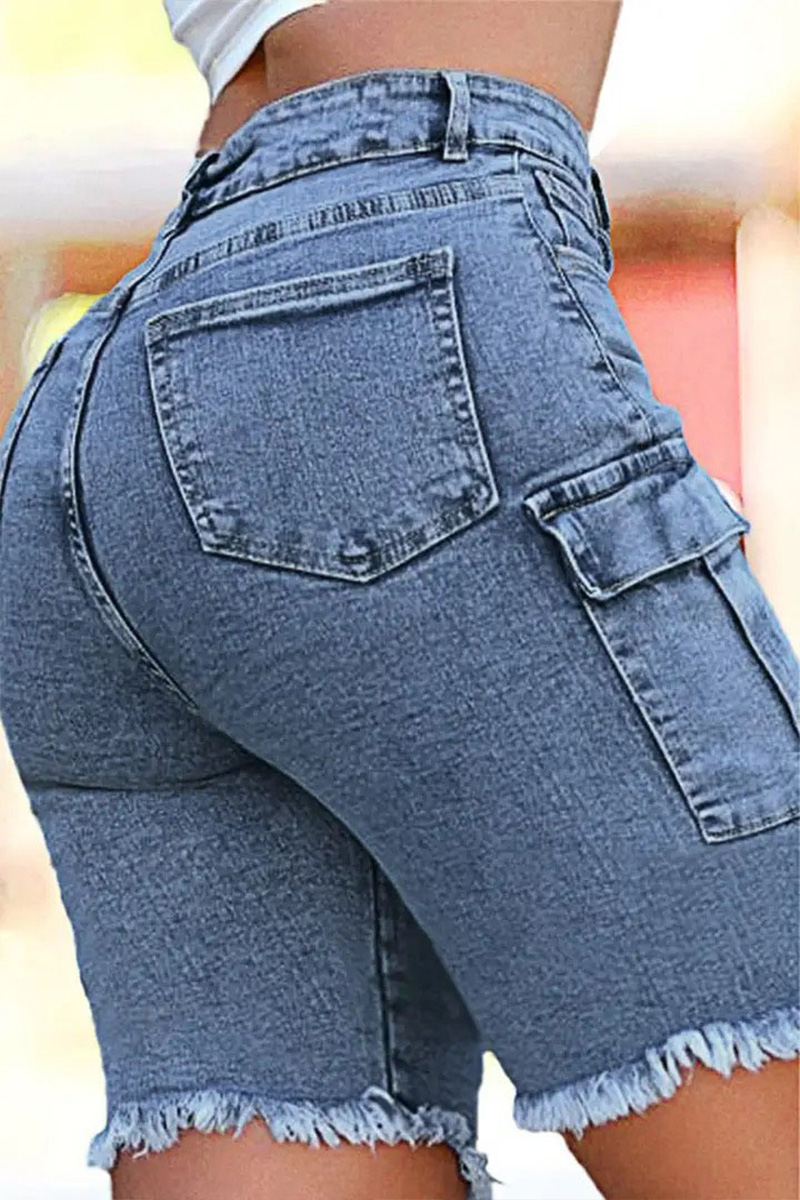 Women's Stretch Washed Side Pocket Denim Shorts
