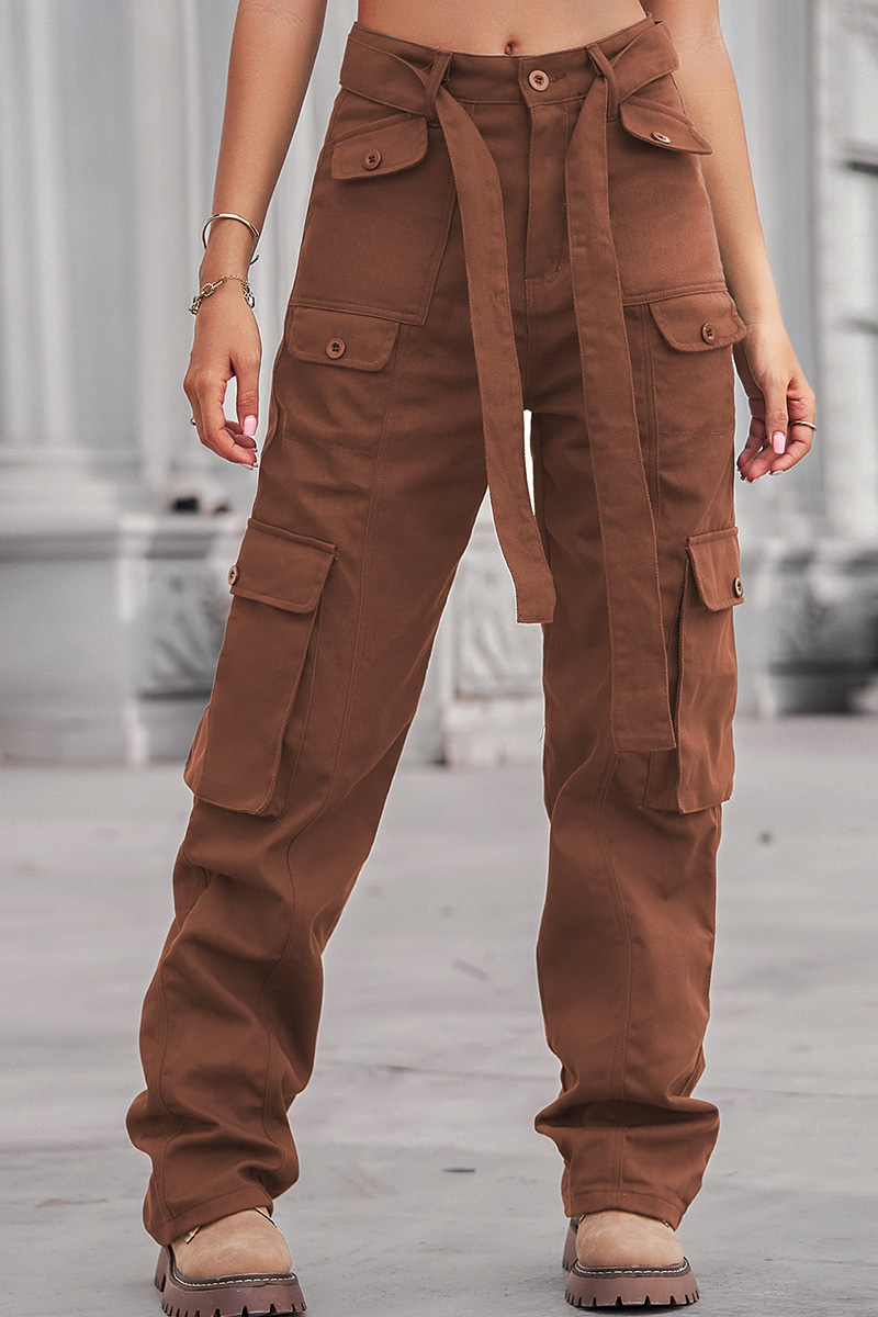Women's Waistband Multi Pocket Utility Cargo Jeans