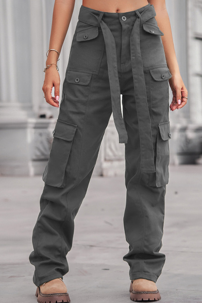Women's Waistband Multi Pocket Utility Cargo Jeans