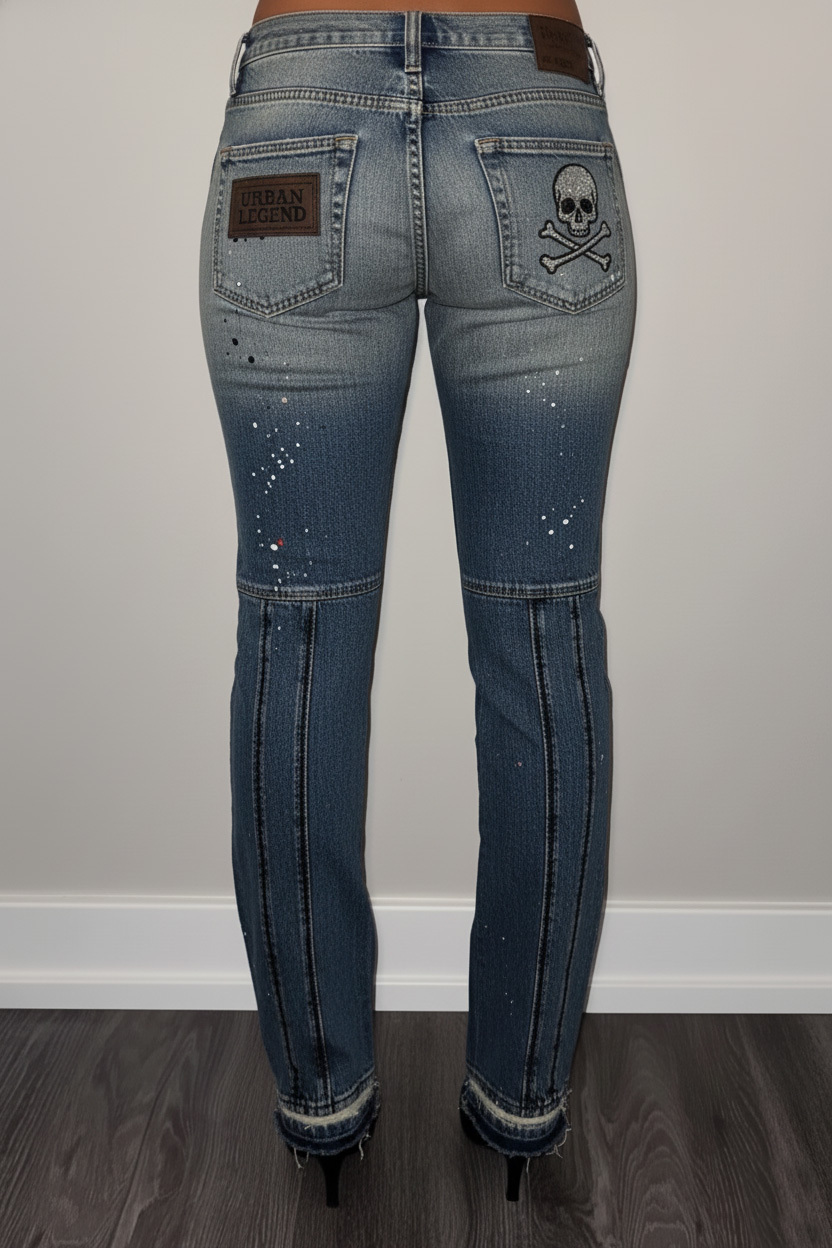 Women's Fashion Street Patchwork Printed Jeans