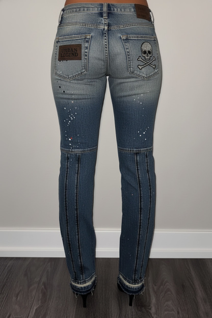 Women's Fashion Street Patchwork Printed Jeans
