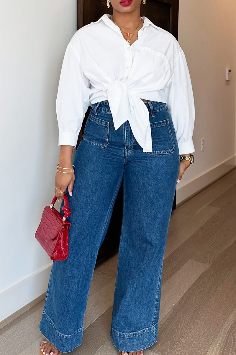 Women's Vintage High Waist Washed Wide Leg Jeans