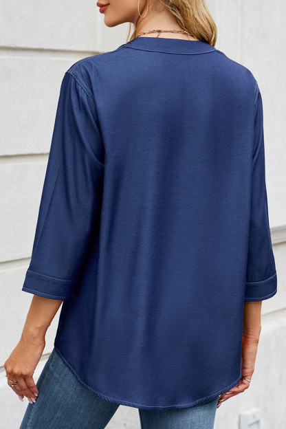 Loose Fit Denim Style Long Shirt For Women