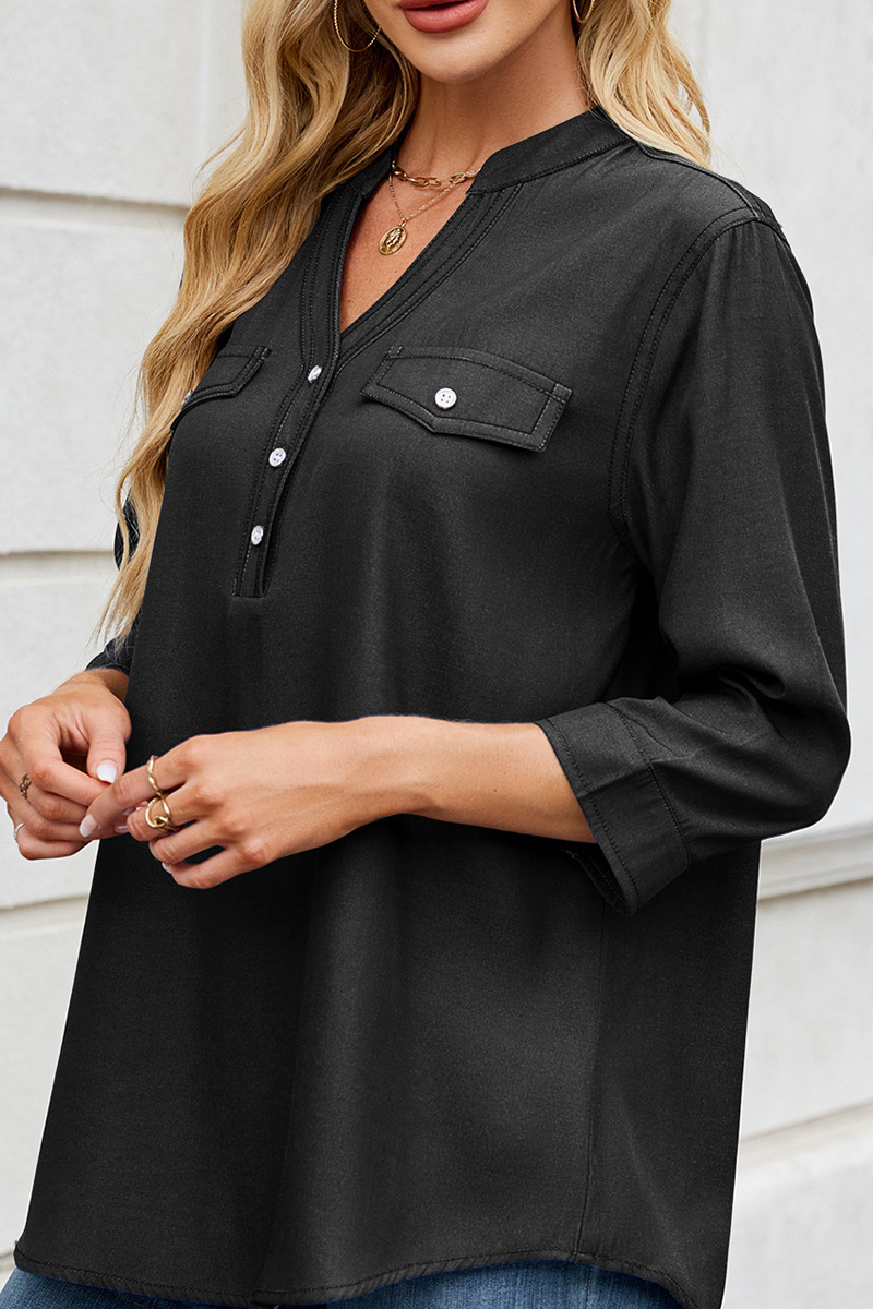Loose Fit Denim Style Long Shirt For Women