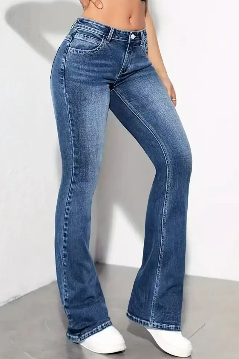 Vintage Wash Stretch Tapered Jeans For Women