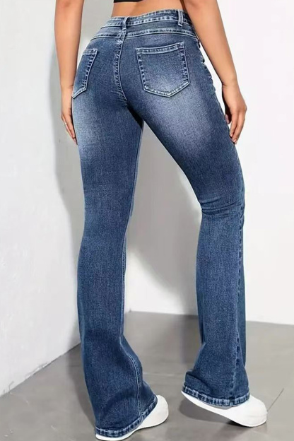 Vintage Wash Stretch Tapered Jeans For Women