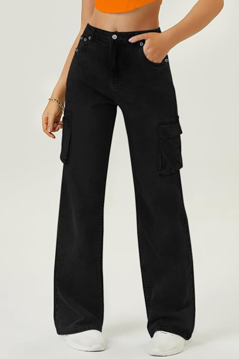 Vintage Women's Versatile Multi Pocket Straight Leg Jeans