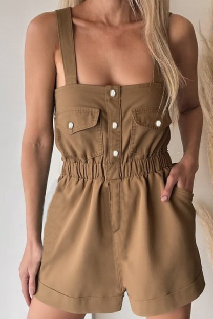 Women's Commuting Utility Denim Overalls Shorts