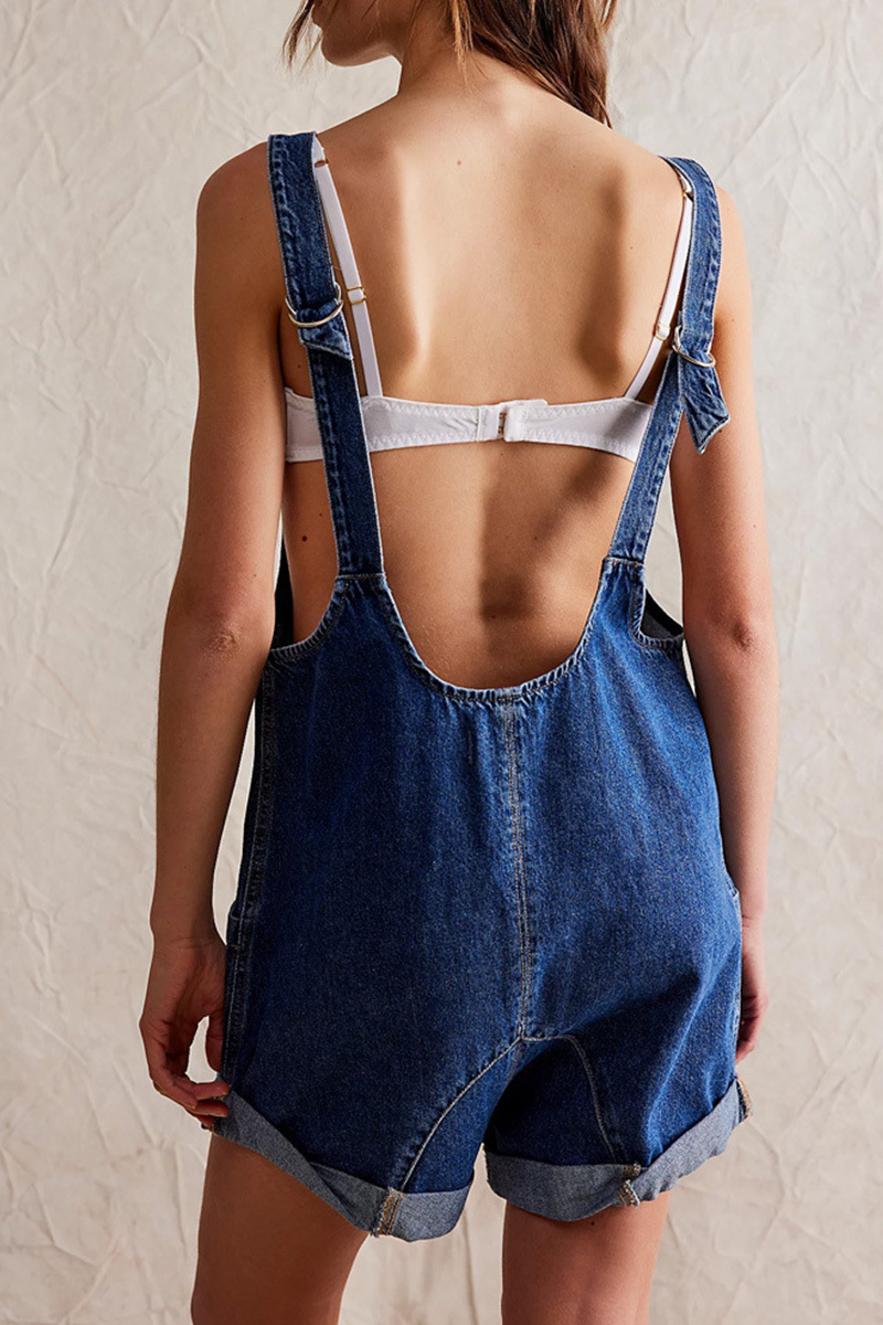 Women's Adjustable Strap Washed Denim Overalls