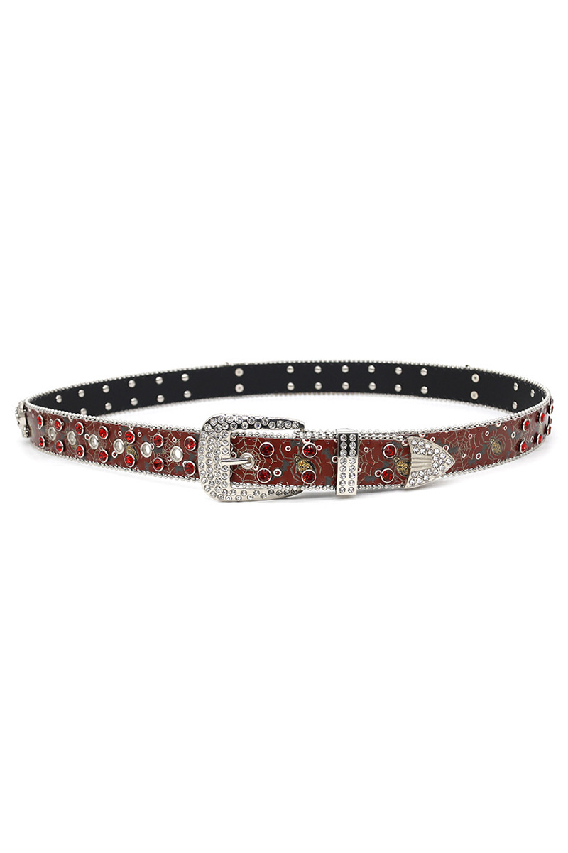 Ladies Gothic Rhinestone Skull Design Belt