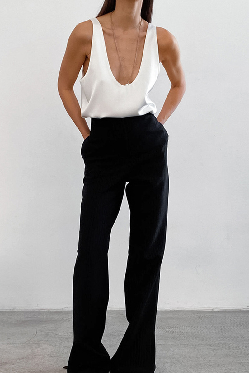 Ladies Ice Silk Satin Deep V Camisole Top
