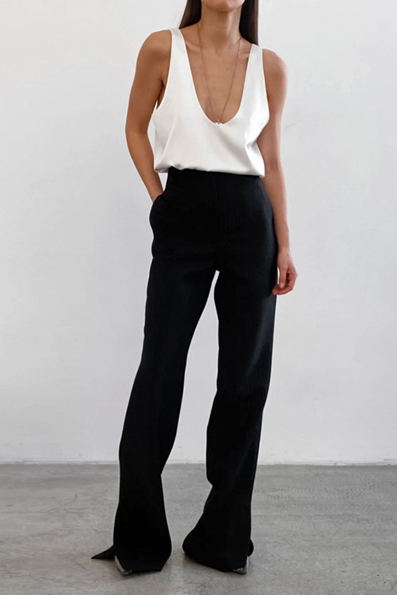 Ladies Ice Silk Satin Deep V Camisole Top