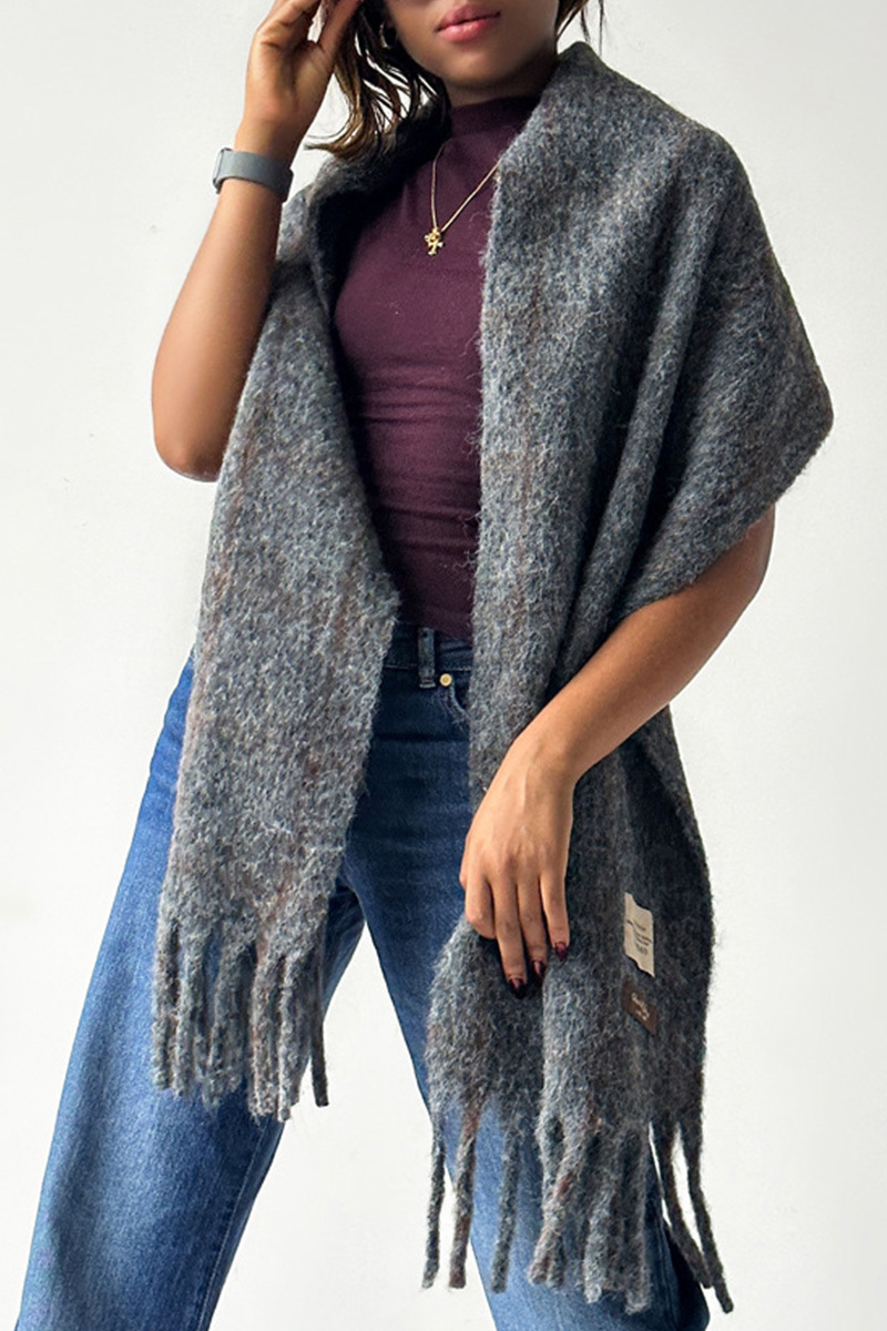 Women's Solid-Colored Fringe Shawl Scarf