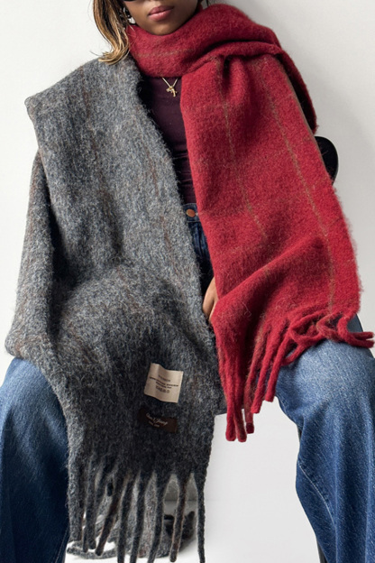 Women's Solid-Colored Fringe Shawl Scarf