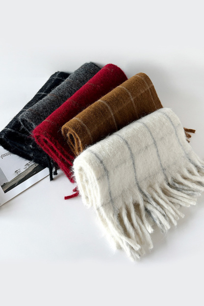Women's Solid-Colored Fringe Shawl Scarf