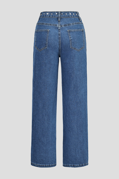 Women's Fashion Rhinestone Straight-Leg Jeans