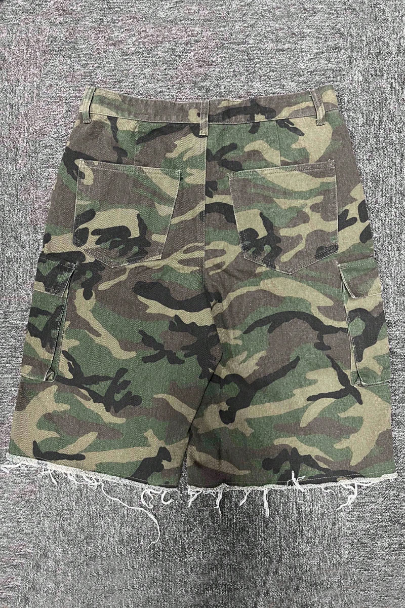 Men's Camo High Street Denim Capri Shorts