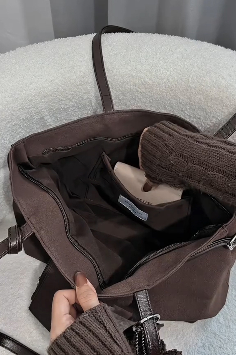 Vintage Versatile Suede Underarm Tote Bag