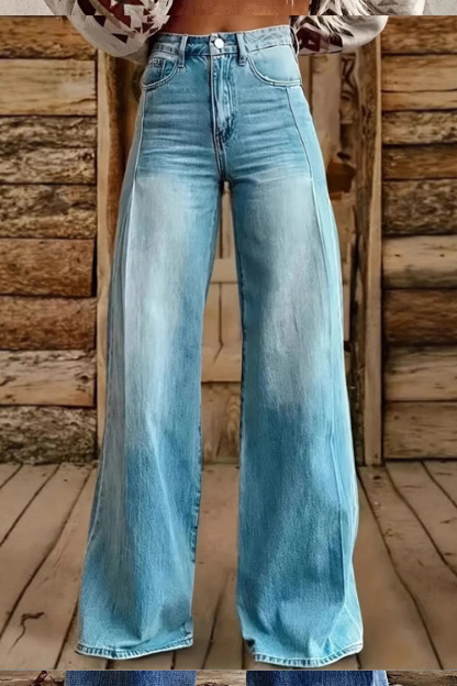 Vintage High Waisted Side Pleated Flare Leg Jeans