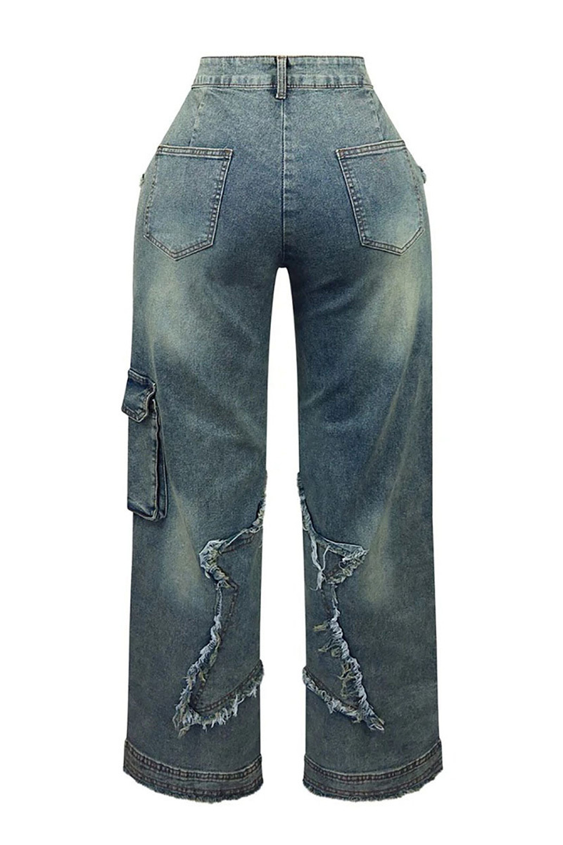 Fashion Star Fringe Raw Wide Leg Jeans