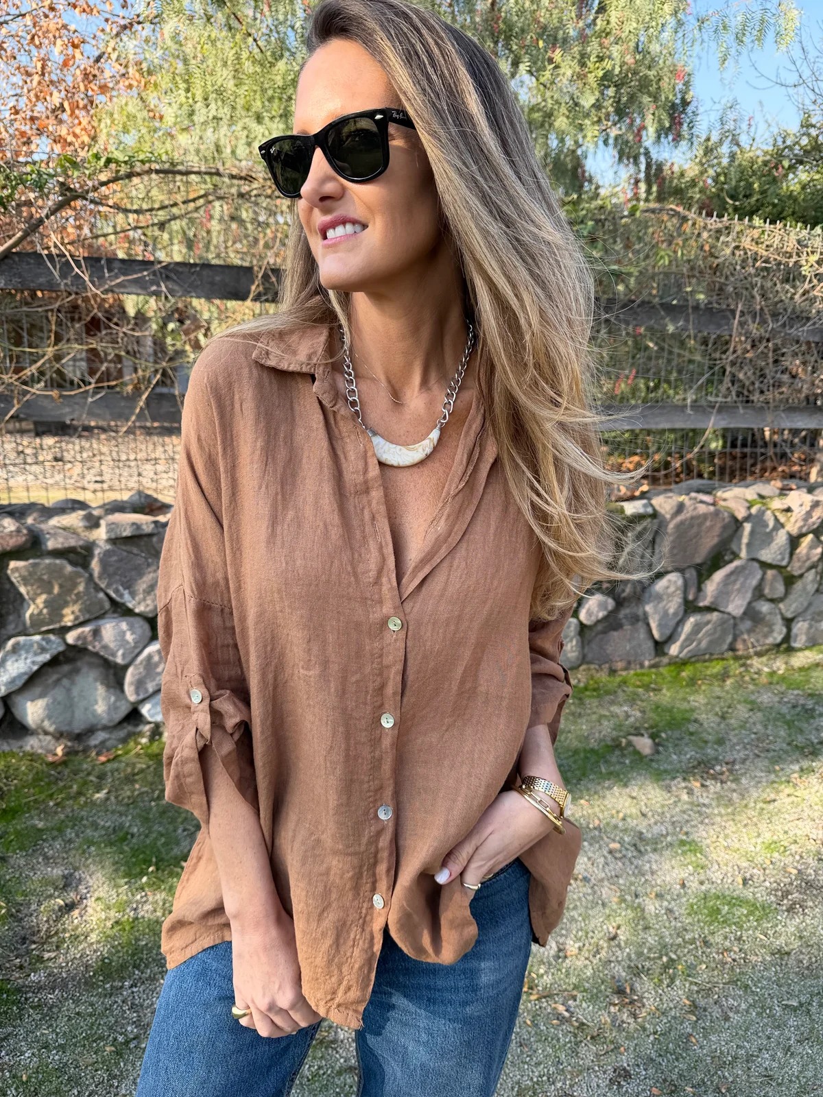 🍃 Oversized Cotton‑Linen Button‑Down Shirt