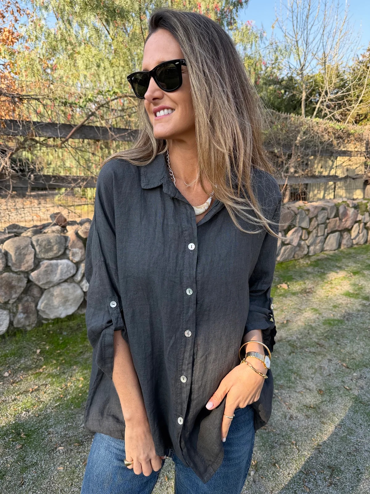 🍃 Oversized Cotton‑Linen Button‑Down Shirt