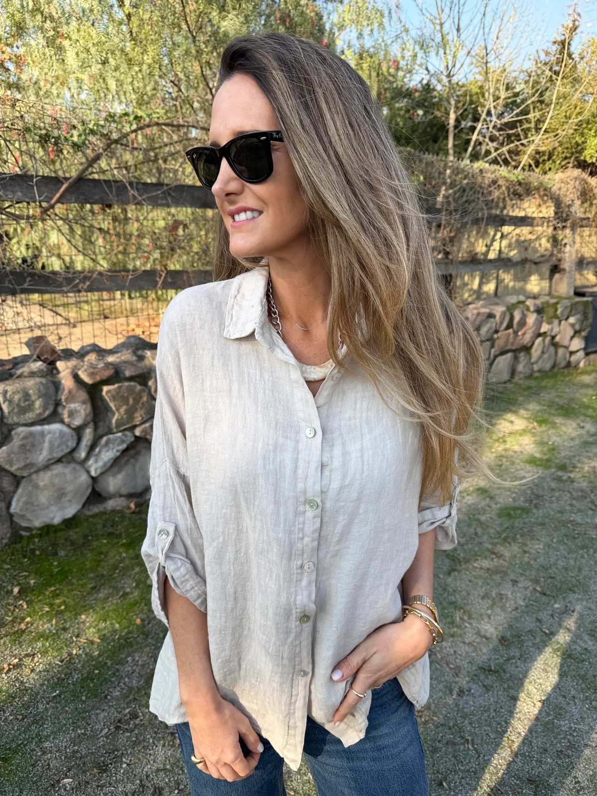 🍃 Oversized Cotton‑Linen Button‑Down Shirt