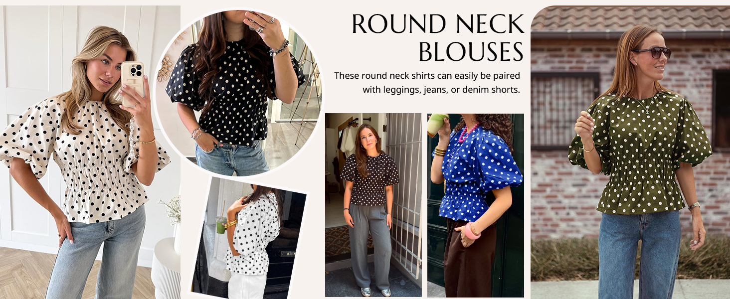 Womens Polka Dots Peplum Tops