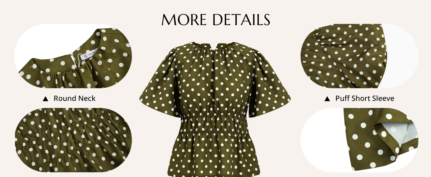 Womens Polka Dots Peplum Tops