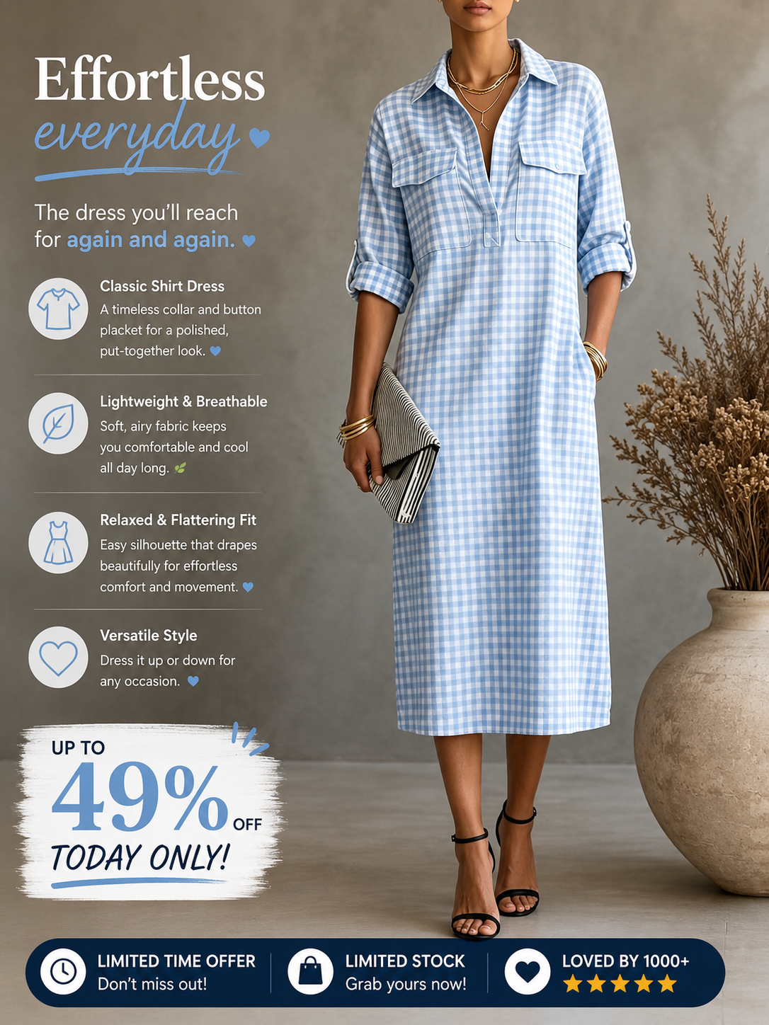 50% OFF🔥 Women’s Golden Meadow Shirt Dress
