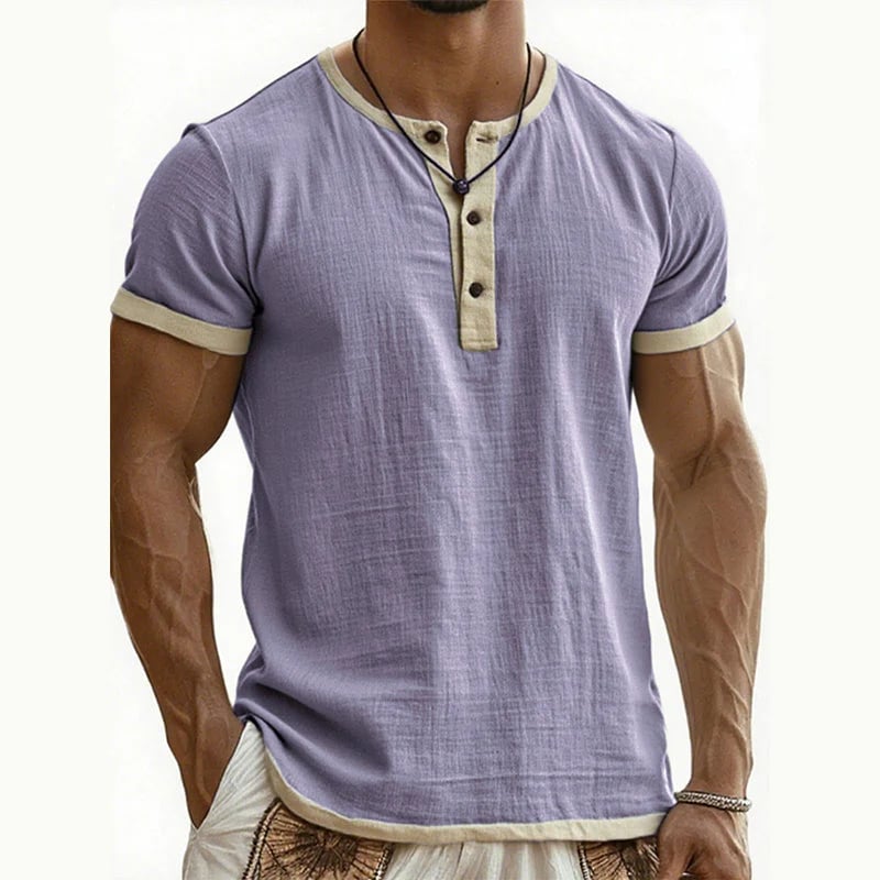 Men's Short Sleeve Breathable Henley Shirt