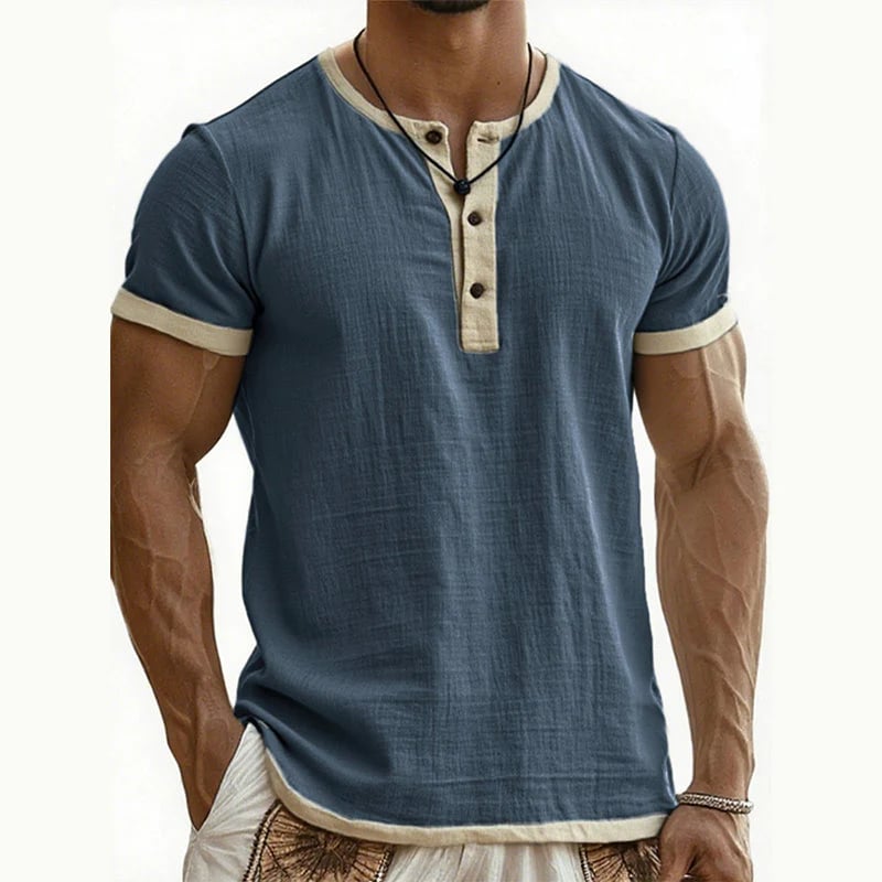 Men's Short Sleeve Breathable Henley Shirt