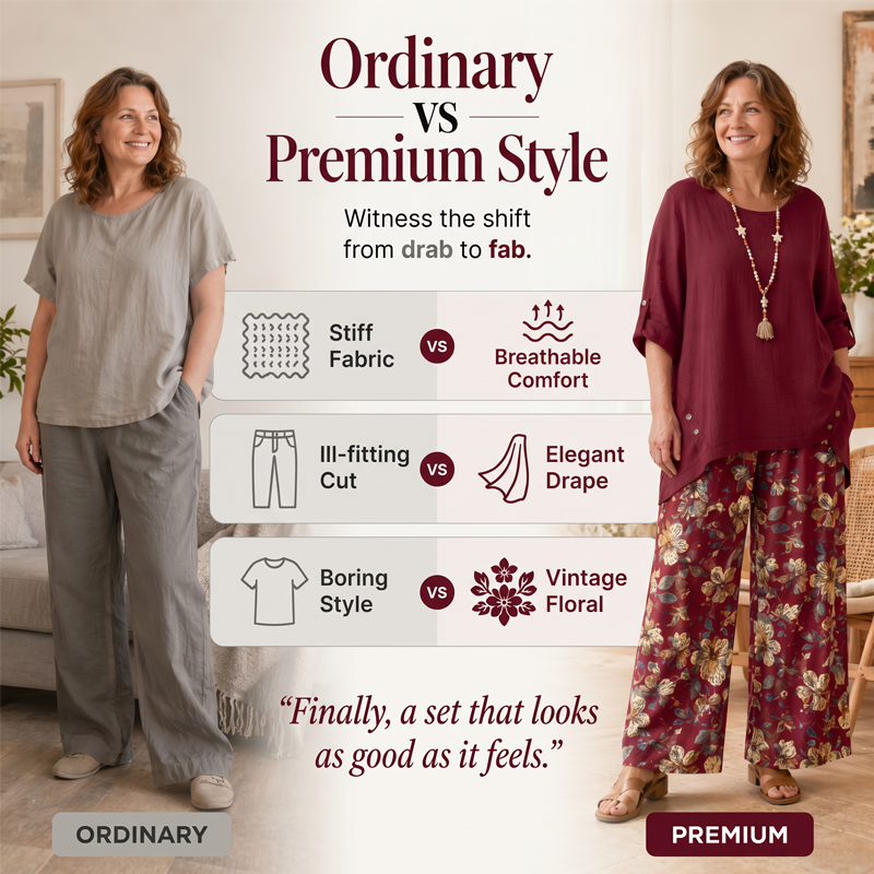 🔥CLEARANCE SALE🔥Women's Cotton Linen Half Sleeve Top ＆ Pants Set