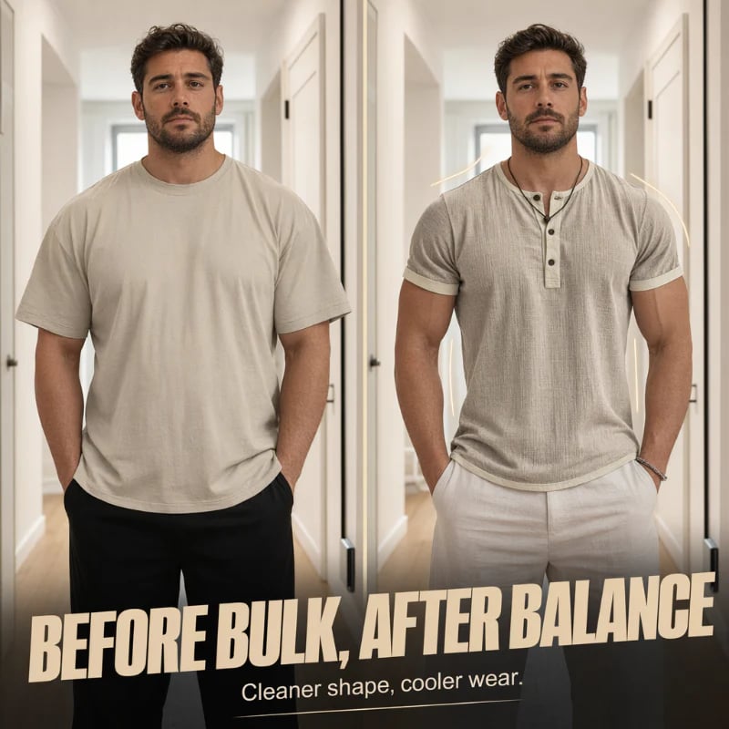 Men's Short Sleeve Breathable Henley Shirt