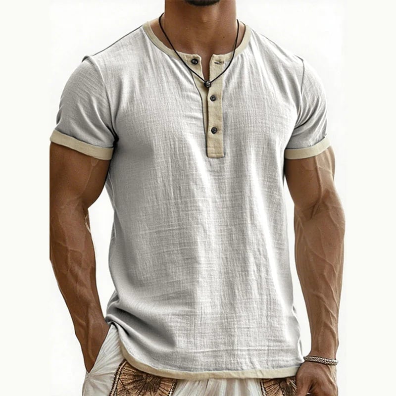 Men's Short Sleeve Breathable Henley Shirt
