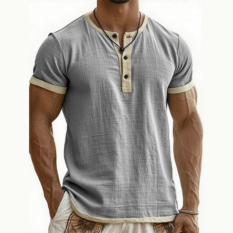 Men's Short Sleeve Breathable Henley Shirt