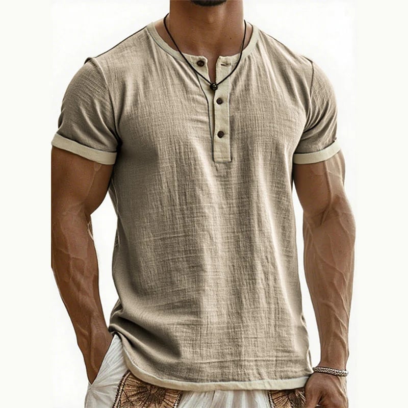 Men's Short Sleeve Breathable Henley Shirt