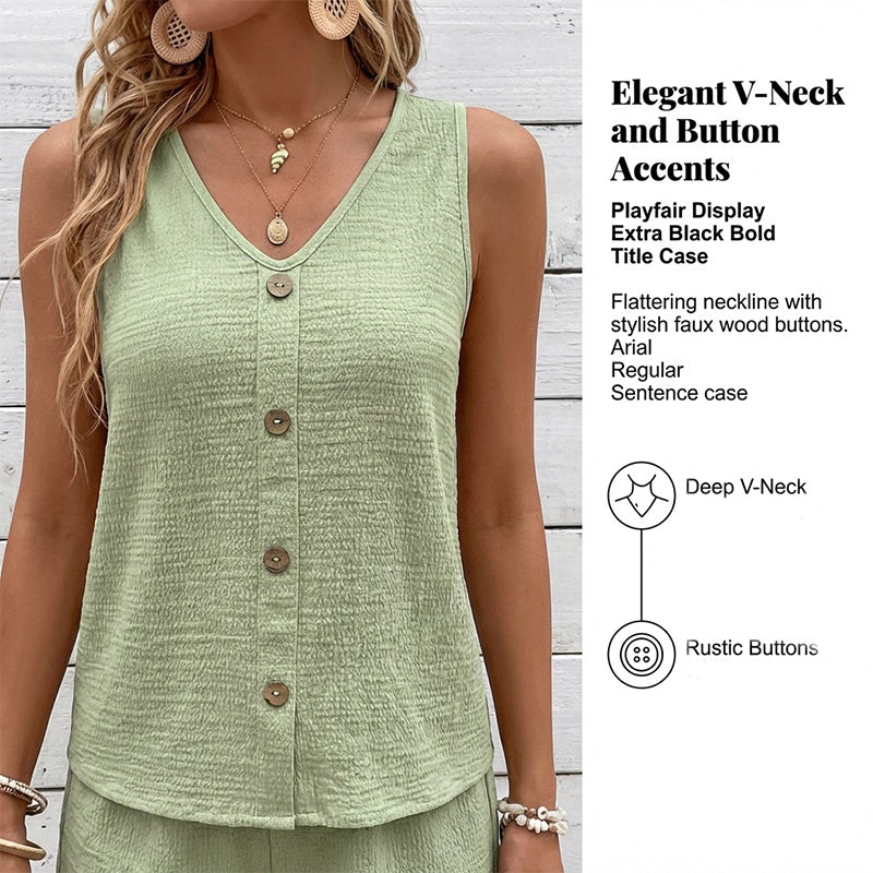 🔥CLEARANCE SALE🔥Women's Casual V-Neck Sleeveless Two-Piece Set