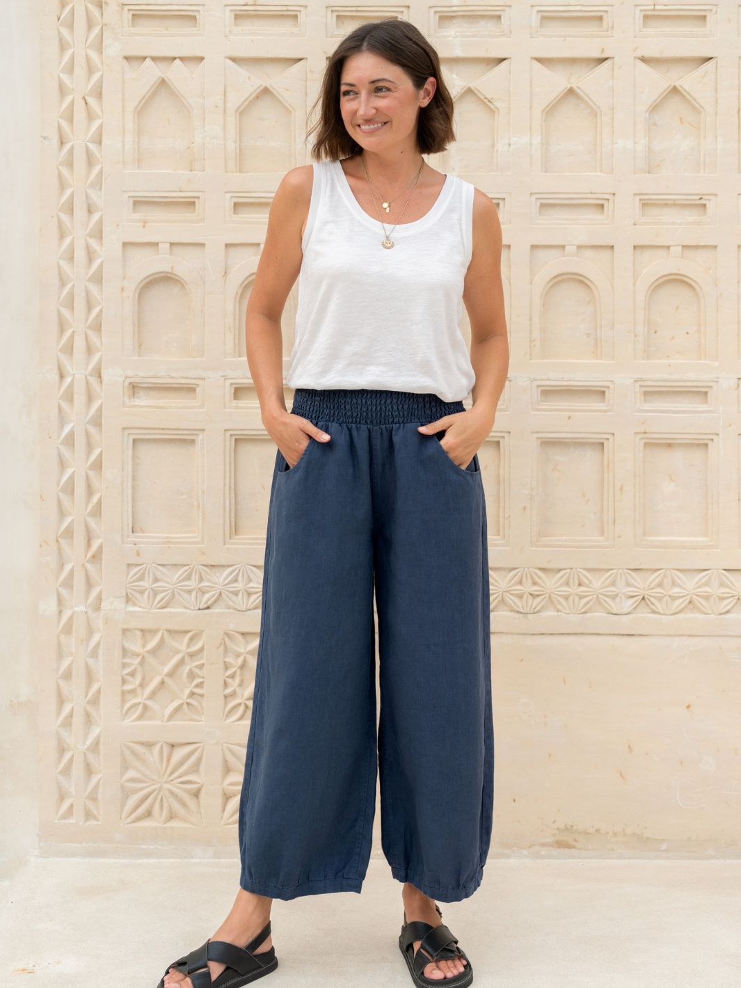 Sadhu French Linen Pants Navy