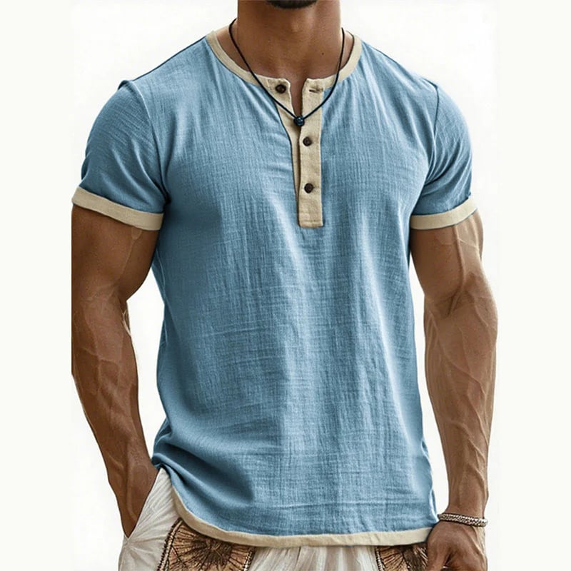 Men's Short Sleeve Breathable Henley Shirt