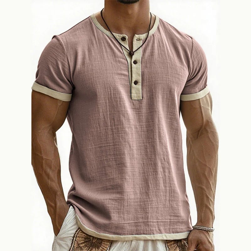 Men's Short Sleeve Breathable Henley Shirt