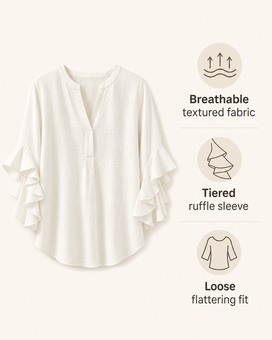 🍃 Plus Size Women's Floral V-Neck Blouse Flowy Ruffled Sleeve Top for Arm & Tummy Flattering Lightweight Casual Summer Shirt ☀️