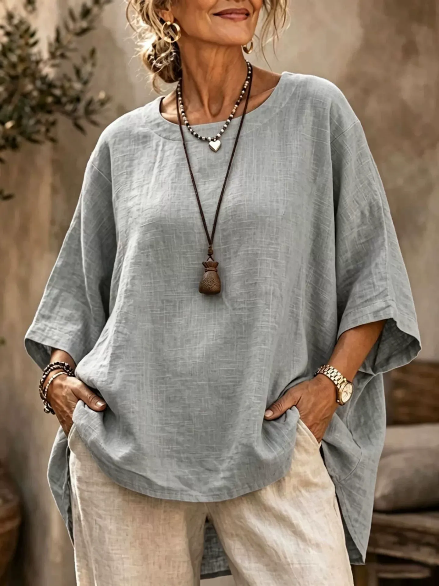 Cozy Casual Batwing-sleeve Shirt