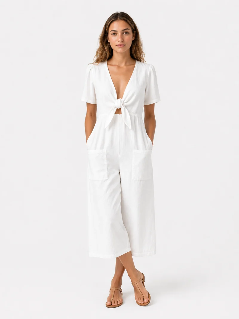 ⏰ Limited Time: 50% OFF🔥New ArrivalsCasual Loose-Fitting Short-Sleeve V-Neck Denim Jumpsuit