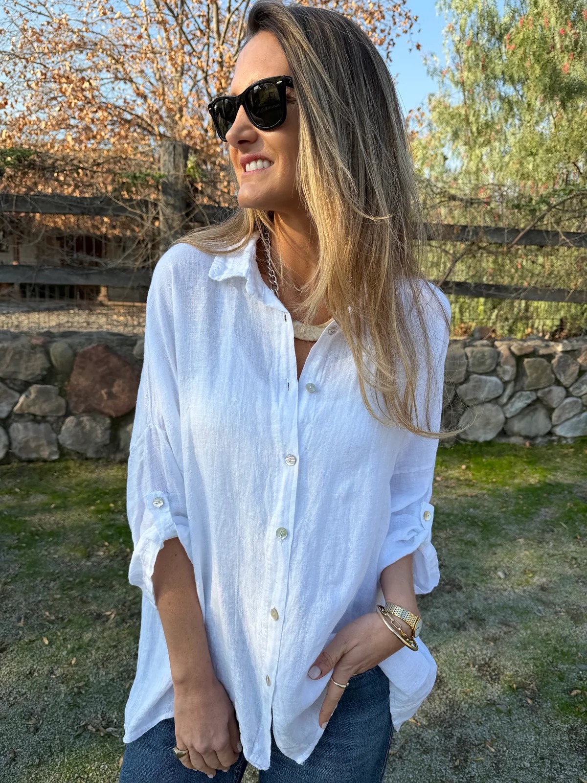 🍃 Oversized Cotton‑Linen Button‑Down Shirt