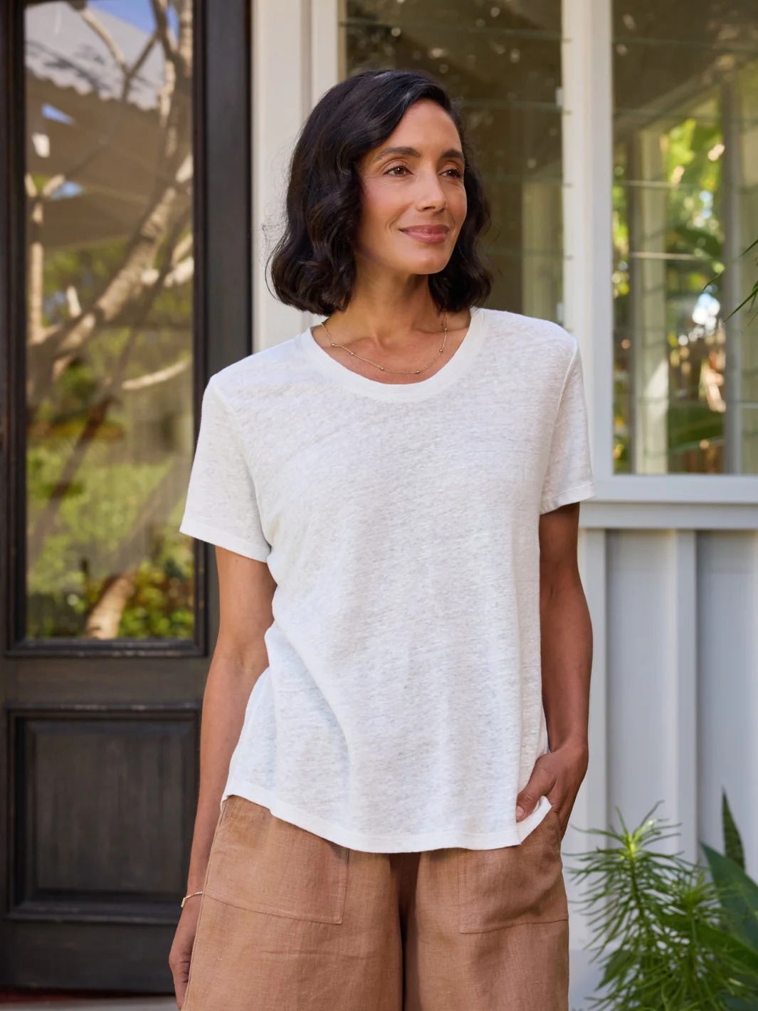 Clovelly French Linen T-Shirt Navy