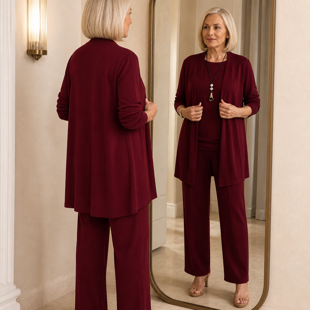 Maevelle™ Elegant 3-Piece Set with Drape Cardigan