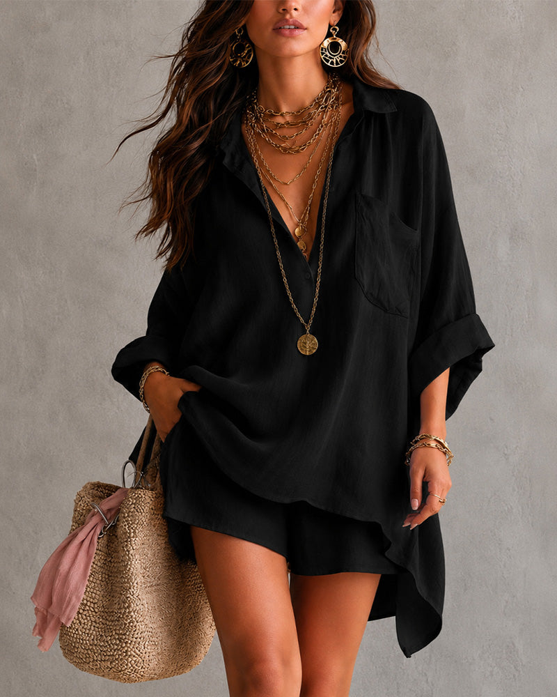 New Arrivals🔥Cotton Linen Shirt & Shorts Set