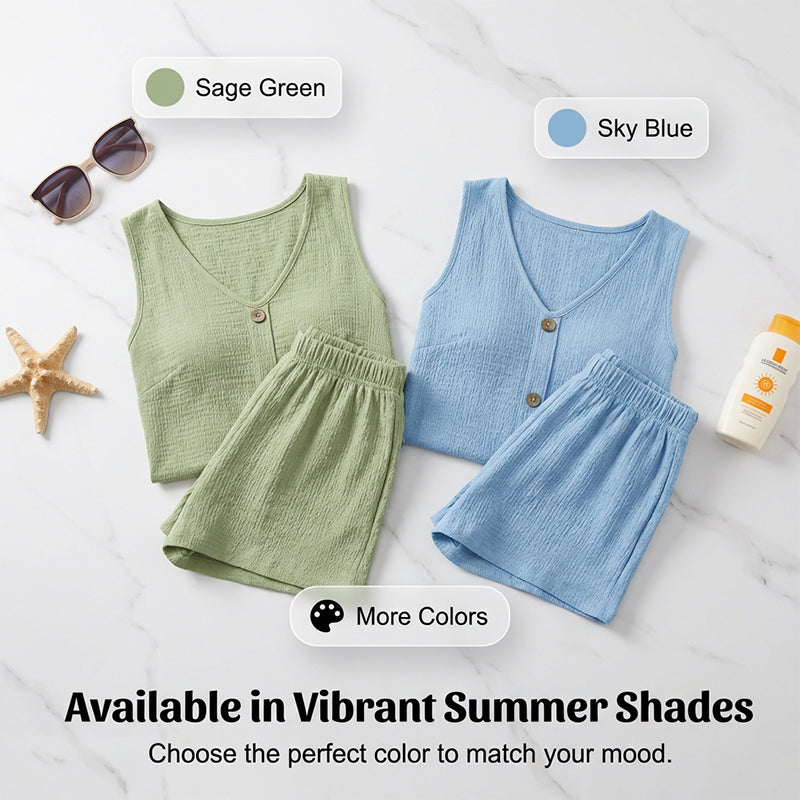 🔥CLEARANCE SALE🔥Women's Casual V-Neck Sleeveless Two-Piece Set