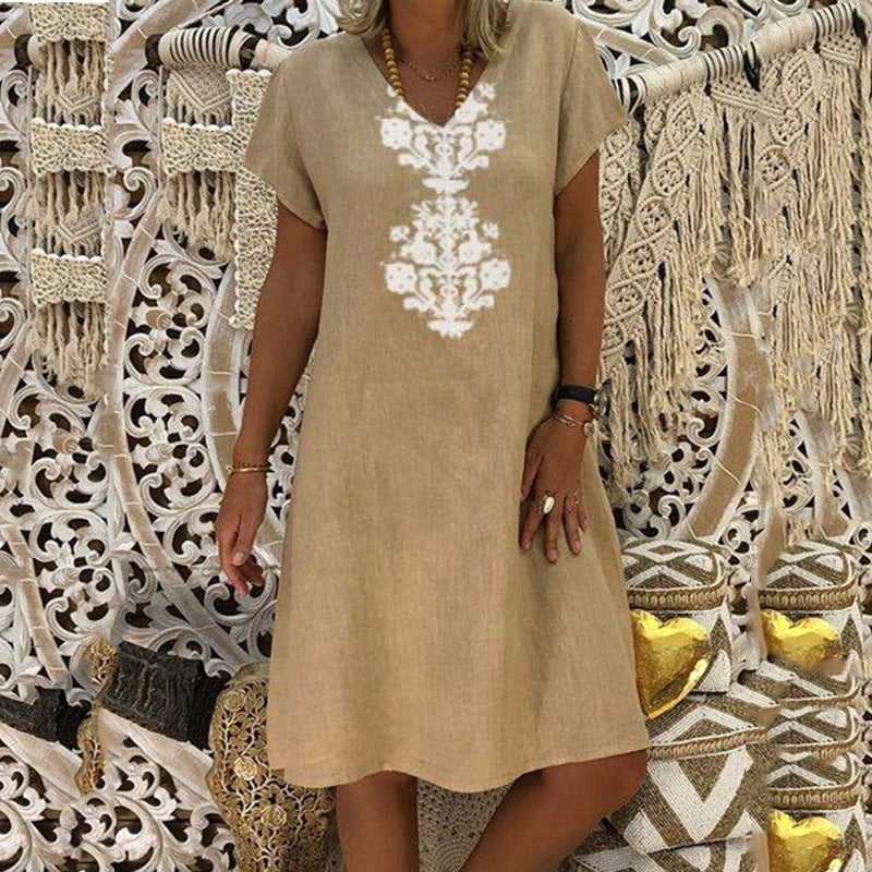 🔥CLEARANCE SALE🔥Women's Casual V Neck Printed Dress